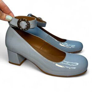 FLY LONDON Women's Sazi Ankle Strap Pumps, EU 38, Baby Blue